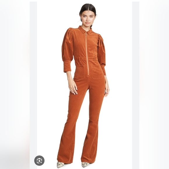 WeWoreWhat Orange Corduroy Jumpsuit size Large - Picture 1 of 4
